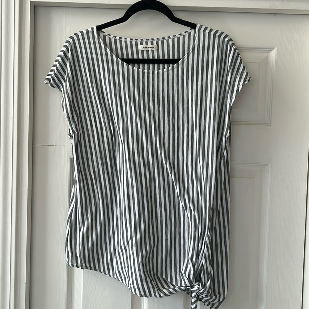 Green Striped Max Studio blouse